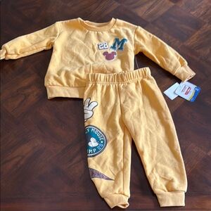 Yellow Disney Mickey Mouse Toddler Sweatshirt and Pants Set